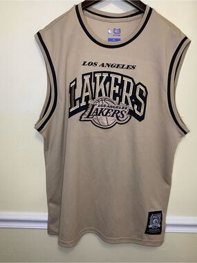 Los Angeles Lakers Sleeveless Tank Top - Tan with Black Trim